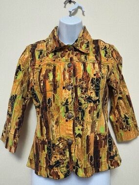 Mirror Image Multicolor Abstract Button Jacket Women’s Collared 3/4 Sleeve S